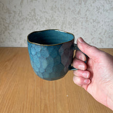 Load image into Gallery viewer, Small Faceted Mug Turquoise Blue