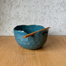 Load image into Gallery viewer, Side view of wheel thrown faceted ramen bowl