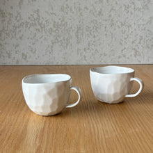 Load image into Gallery viewer, Side by side white espresso cups showing side and handles
